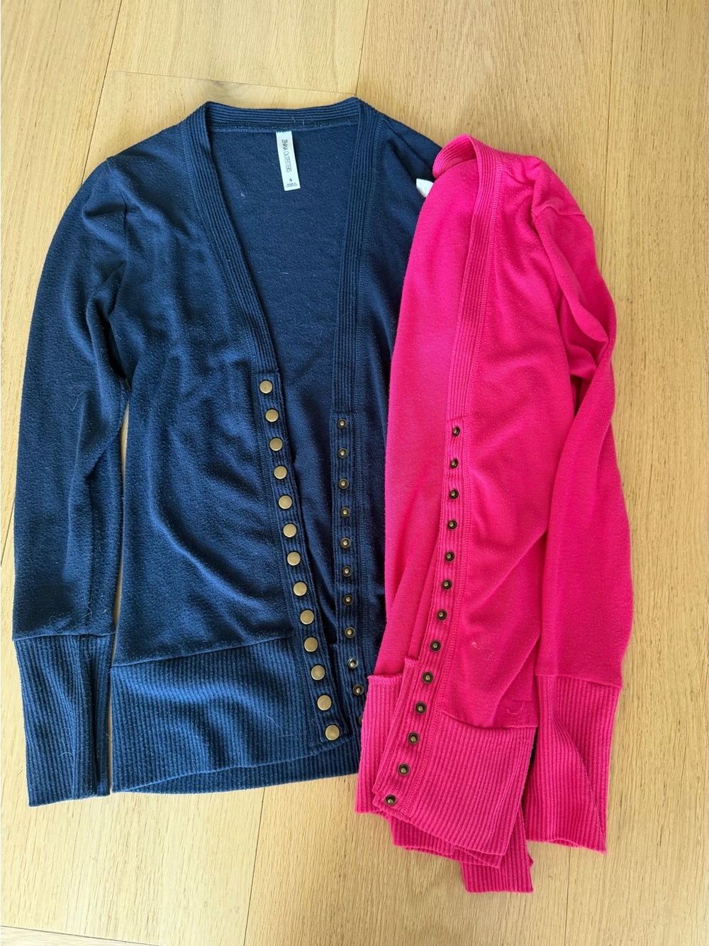 Zenana Outfitters Snap-Front Cardigans - Navy & Hot Pink